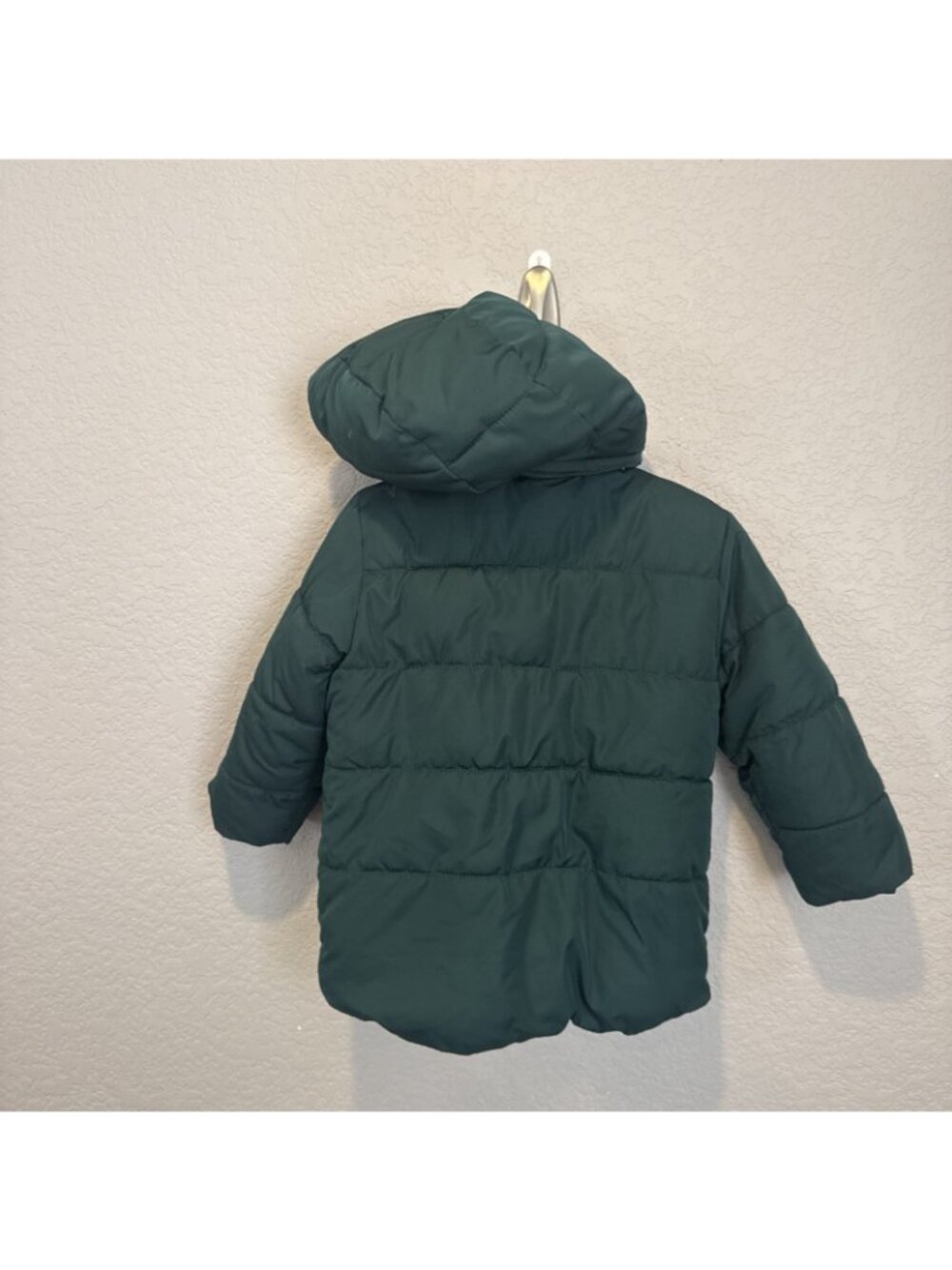 Gap Boys Toddler Puffer Jacket Hooded Olive Green Fleece Lined 2T Sherpa - Picture 5 of 14